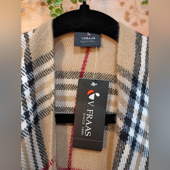 Classic Plaid Fringe Poncho – Elegant Wrap - Picture 5 of 9